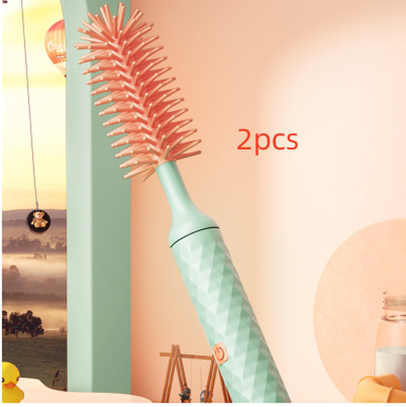 Electric Silicone Bottle Brush 360 Degree Rotating Baby Pacifier Cup Pacifier Cleaning Brush Set with Lithium Battery