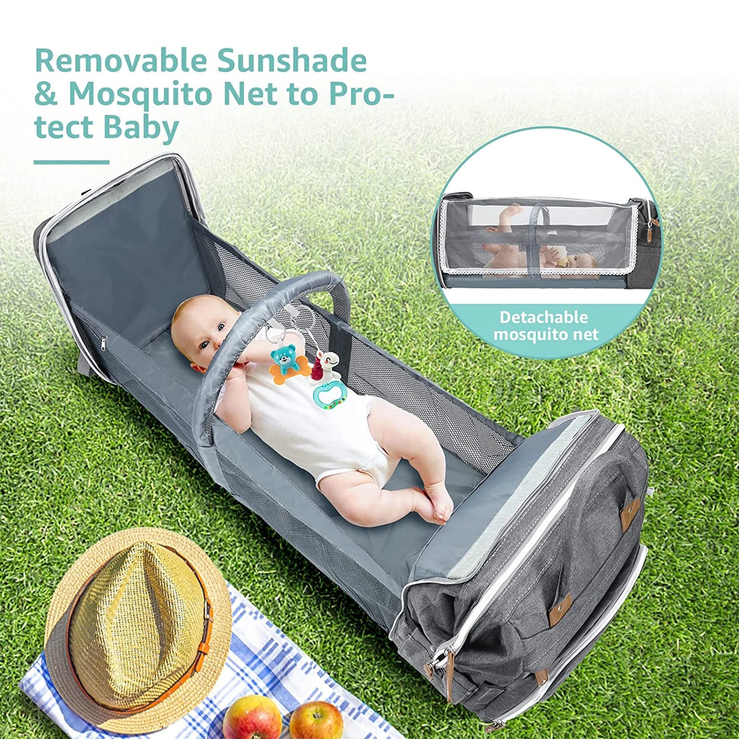 3-in-1 Diaper Bag Backpack with Changing Pad & Foldable Crib™