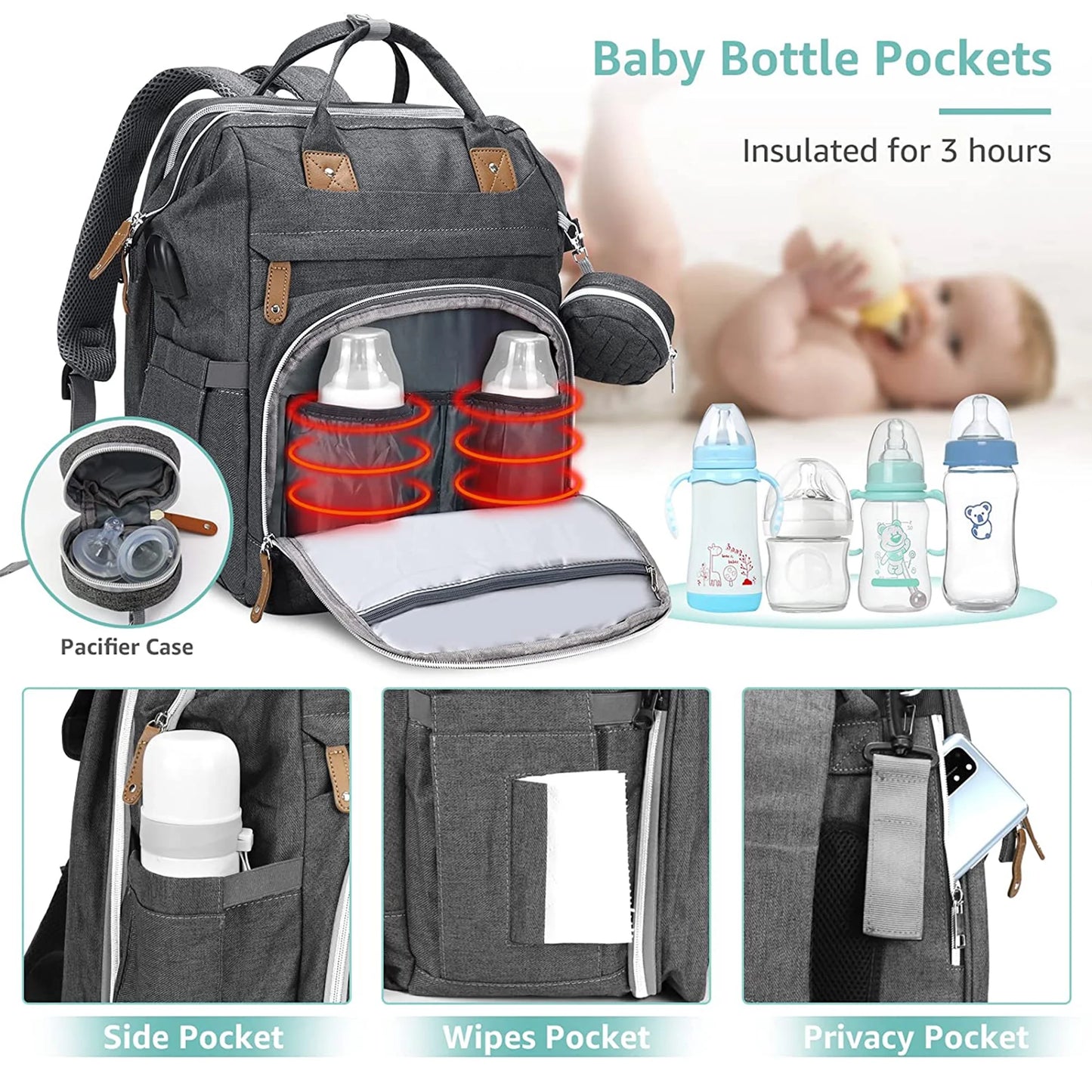 3-in-1 Diaper Bag Backpack with Changing Pad & Foldable Crib™